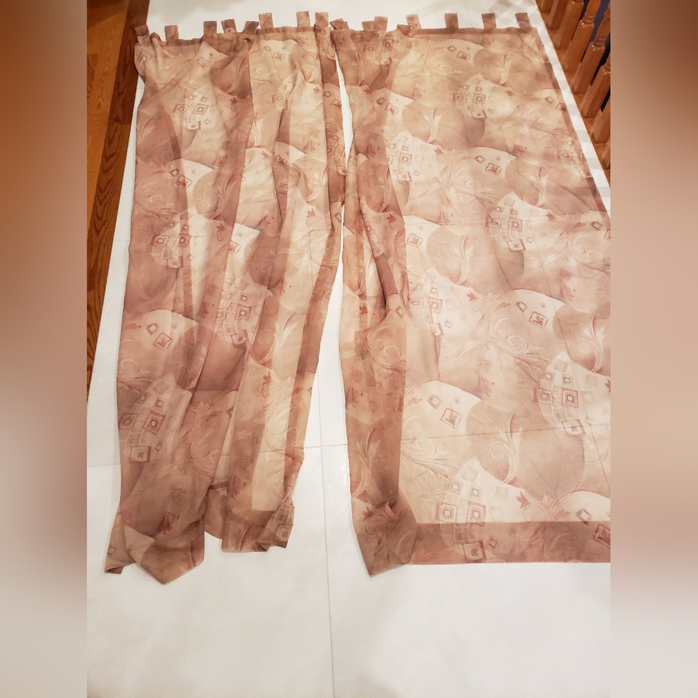 Custom Made Sheer curtains tab top, 2 panels